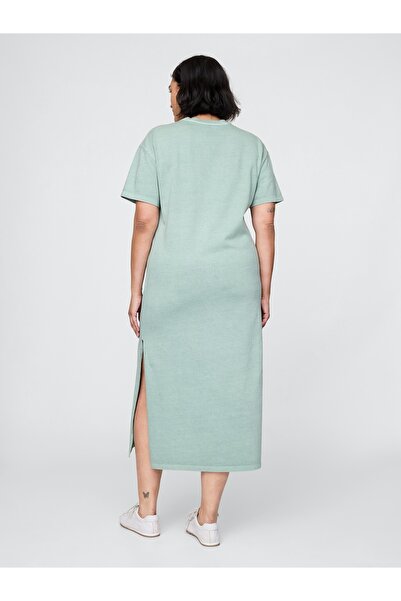 GAP Kadın Yeşil Organik Pamuk VintageSoft Maxi T-Shirt Elbise