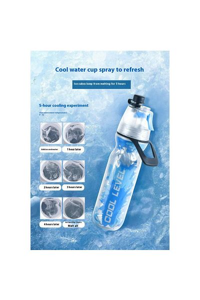COOYA 500ml Sports Water Bottle Spray Bottle,Three-layer Cooling,Mist and Sip Function for Fitness,Outdoor