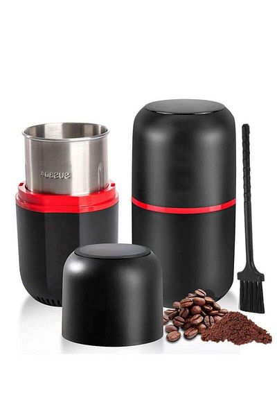 COOYA Electric Coffee Grinder,with Cleaning Brush,150W,Double Stainless Steel Blades,9x9x17.3 cm