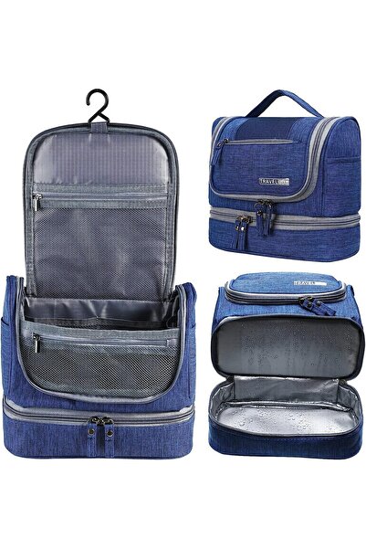 ETG حقيبة أدوات الزينة المعلقة، حقيبة أدوات الزينة المحمولة للسفر، قابلة للفصل بين الرطب والجاف