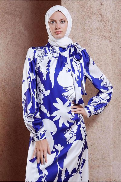 Alvina Satin Patterned Test Dress - 44606