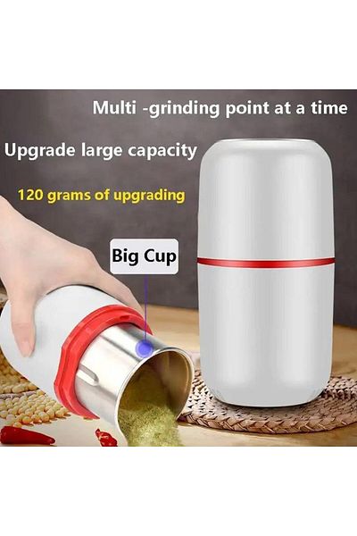 COOYA Electric Coffee Grinder,Press-Type Power Supply Design,150W,Low Noise,Washable,9x9x17.3cm,White