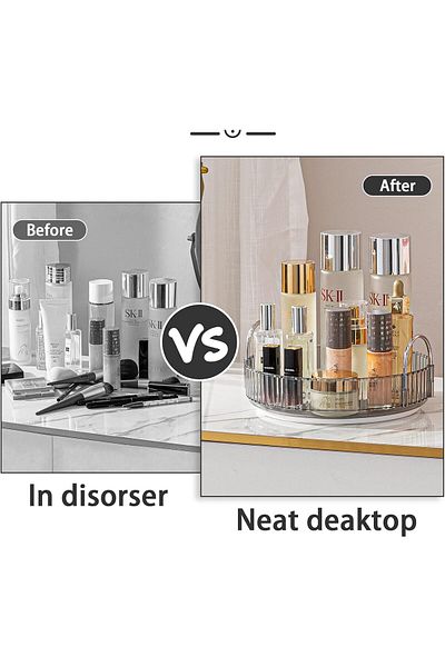 ETG Rotating Makeup Organizer for Vanity, High-Capacity Skincare Clear Make Up Storage