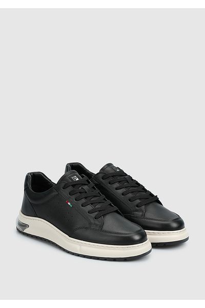 Provoq Black Leather Men's Sneakers