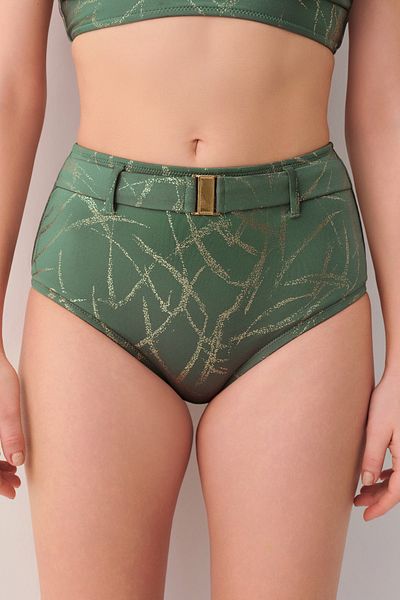 SUWEN Glace High Waist Belted Bikini Bottom