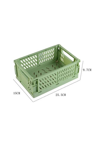 Choice Green Big Plastic Foldable Storage Crate Folding Box Basket Stackable Cute Makeup Jewellery Toys Box