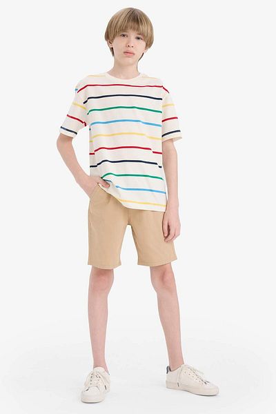 DeFacto Boy's Crew Neck Striped Short Sleeve T-Shirt D7866A825Sm