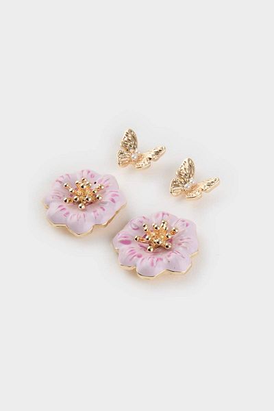 DeFacto Women's 2-Piece Floral Earrings E8032Axns
