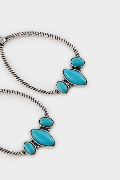 DeFacto Sterling Silvan Earrings with Blue Stones E6672Axns