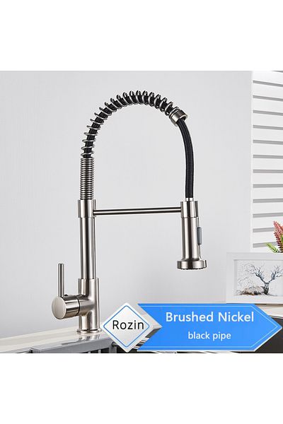 rozin Brushed Black Pipe A Rozin Brushed Nickel Kitchen Faucet Deck Mounted Mixer Tap 360 Degree Rotation