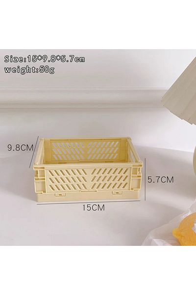 Choice Yellow Medium Plastic Foldable Storage Crate Folding Box Basket Stackable Cute Makeup Jewellery Toy
