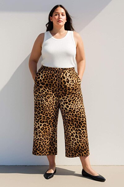 DeFacto Yüksek Esnek Belli Leopar Viskon Kapri I6823az25sm