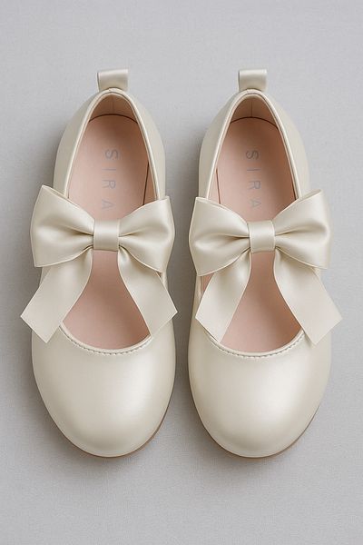 SIRRI Girl's Amira Velcro and Bow Ballerina Shoes