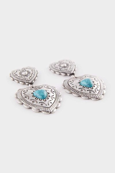 DeFacto Women's Blue Stone Dangle Heart Earrings E4527Axns