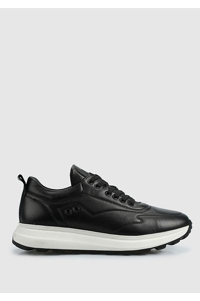 Provoq Black Leather Men's Sneakers