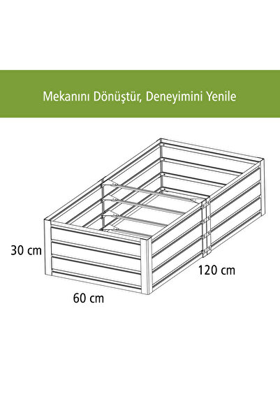 Biorfe Modüler Galvanize Yükseltilmiş Bahçe Bostan Sebze Yatağı 120x60x30 Cm - Antrasit