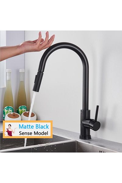 rozin Matte Black sensor Rozin Smart Touch Kitchen Faucet Black Pull Out Sensor Faucets Black/Nickel 360 R