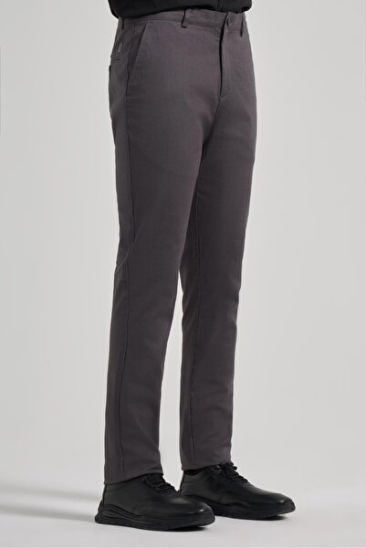 İmza Koyu Antrasit Pamuklu Yandan Cepli Casual Slim Fit Chino Pantolon 1003240151