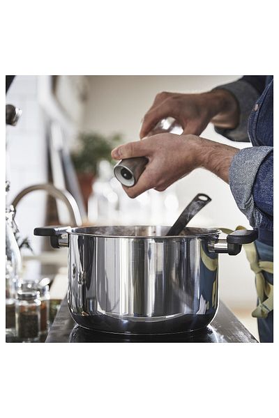 IKEA MIDDAGSMAT Pot with lid, clear glass/stainless steel, 5 l