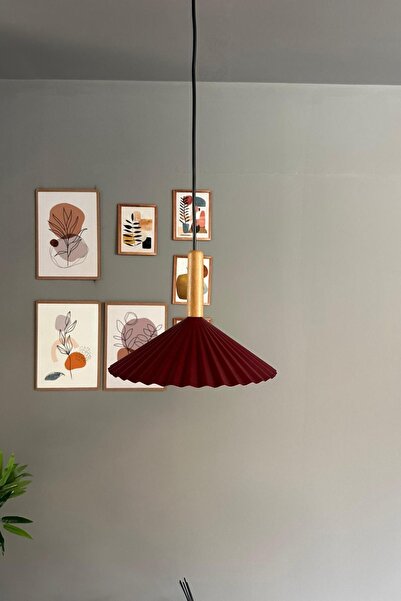 Bamyum Avilla Vişne Çürüğü Tekli Metal Avize Ahşap Başlık Rustik Cafe Mutfak Modern Sarkıt Aydınlatma