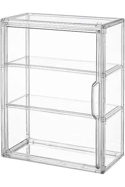 COOYA 26.8*13*36 Dustproof Storage Box,3 Tier , acrylic with Magnetic Door,for cosmetics and figurines
