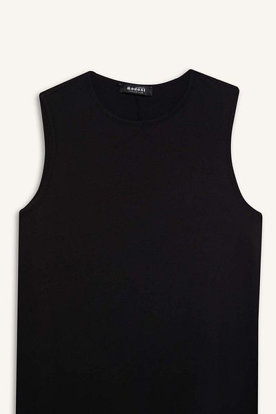 DeFacto Regular Fit Crew Neck - Basic απλό χτενισμένο βαμβακερό αμάνικο μίντι φόρεμα (C9686ax25sm)