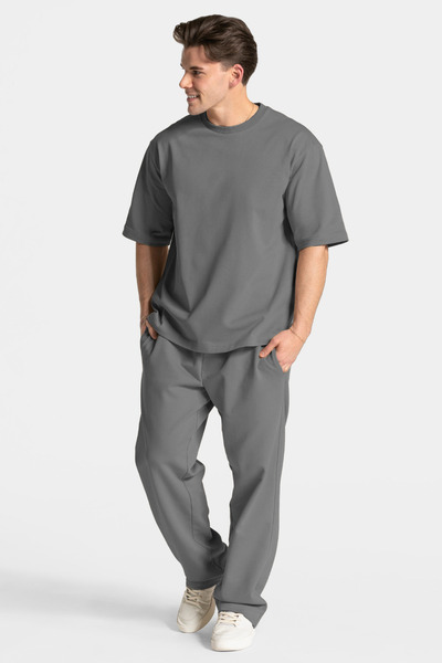 YAKAMEL Men's Short Sleeve Basic Oversize Tracksuit Set