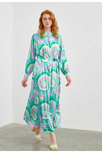 Zühre BOL KESİM YEŞİL RENKLİ ŞİFON ELBİSE