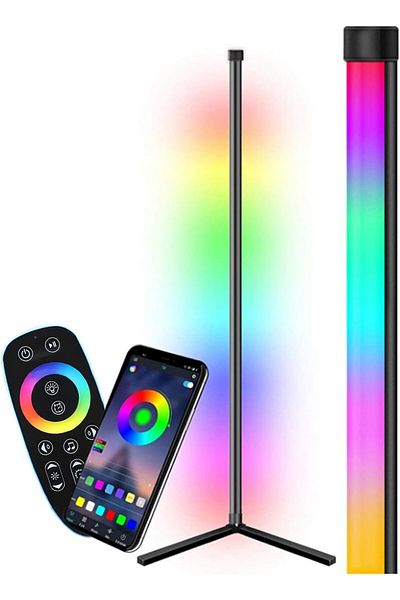 COOYA مصباح أرضي زاوية RGB، تغيير لون LED، مع تطبيق وجهاز تحكم عن بعد، ارتفاع 61 بوصة