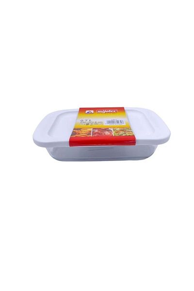 mijotex Rectangular tray with transparent/white lid 23.5x15x5.1 cm 0.7 L