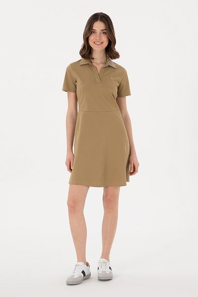 U.S. Polo Assn. Women's Khaki Polo Neck Knitted Dress 50305854 -Vr027