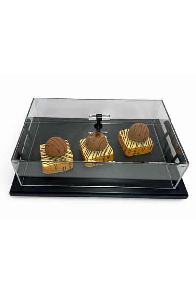 ABAREEK طبق كيك مستطيل بغطاء أكريليك شفاف 45 × 30 سم