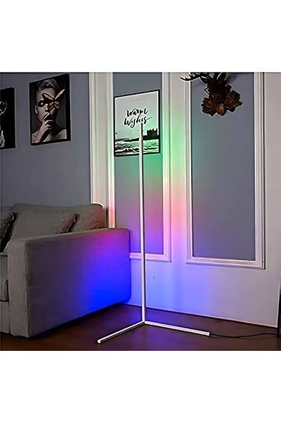 COOYA مصباح أرضي LED RGB، قابل للتعتيم، مصباح زاوية قائم مع جهاز تحكم عن بعد (أبيض)