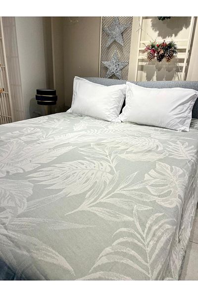 Explore Home , Vesna, Double, Cotton, Muslin, Bedspread - Pale Sea Green