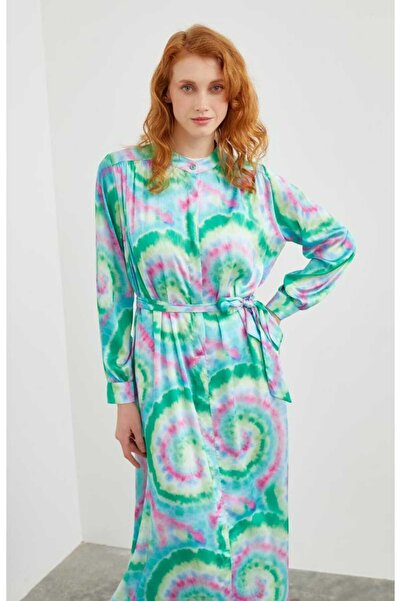 Zühre BOL KESİM YEŞİL RENKLİ ŞİFON ELBİSE