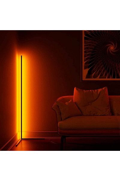 COOYA مصباح أرضي LED RGB، قابل للتعتيم، مصباح زاوية قائم مع جهاز تحكم عن بعد (أسود)