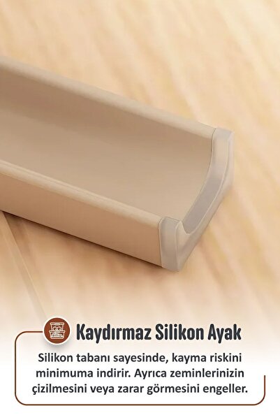 İronika Kaymaz Ayaklı Dekoratif İç İçe Geçebilen Plastik Tabure Mutfak Bahçe Taburesi 6 Adet Latte