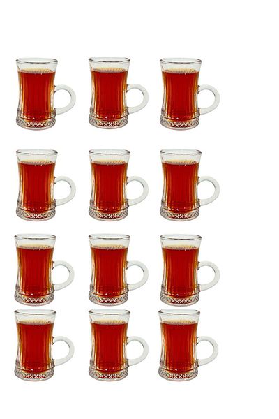 ABAREEK مجموعة من 12 كوب زجاجي شفاف