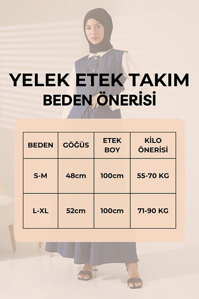 Mihran Butik Γυναικείο 100% βαμβακερό μπλε γιλέκο και κοστούμι Yelki