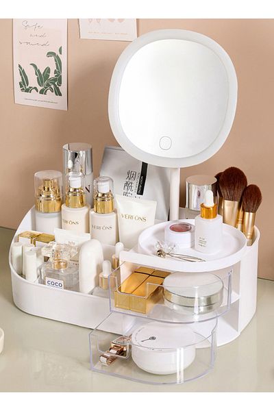 ETG Drawer-type cosmetics storage box, desktop dresser, makeup mirror, skincare shelf