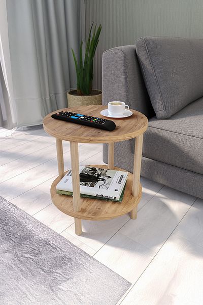 Sugo Design sugodesign Practica Coffee Table Two Tier Wooden Side Table Atlantic Pine Color