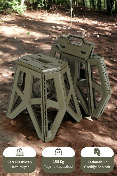 İronika Portatif Taşınabilir Katlanabilir Tank Tabure Kamp Piknik Balıkçı Pla...