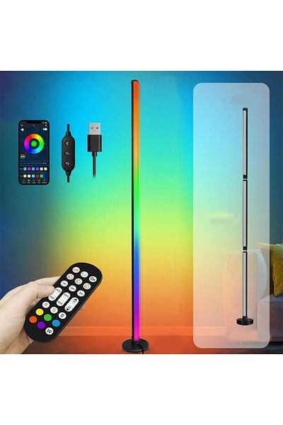 COOYA Smart Corner Floor Lamp, RGB Modern LED Light with Remote, App and Voice Control, for Bedroom