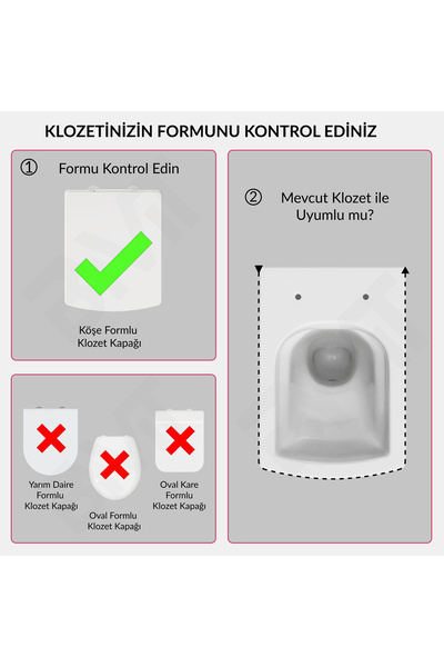 MGG Carin Klozet Kapağı – Beyaz, Yavaş Kapanır, Tak-çıkar, Oval Kare Form Uyumlu, Kolay Montajlı