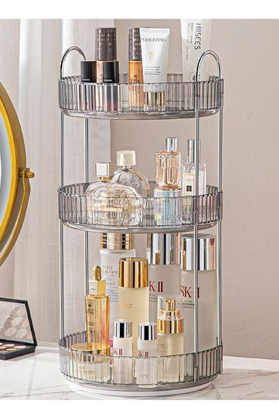 ETG Rotating Makeup Organizer for Vanity, High-Capacity Skincare Clear Make Up Storage