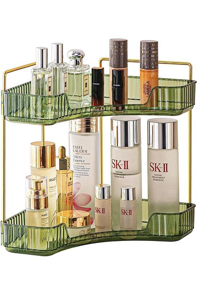 ETG 93 Corner Bathroom Counter Organizer,Vanity Trays for Skincare Makeup Storage Shelf