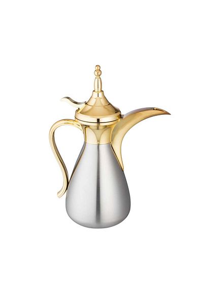 ALSAIF Diwan Plus Thermos, One Piece, Silver and Gold, 0.75 Liter