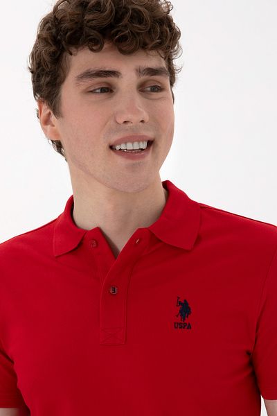U.S. Polo Assn. Men's Slim Fit Polo Neck Red Basic T-Shirt 50298011 -Vr030