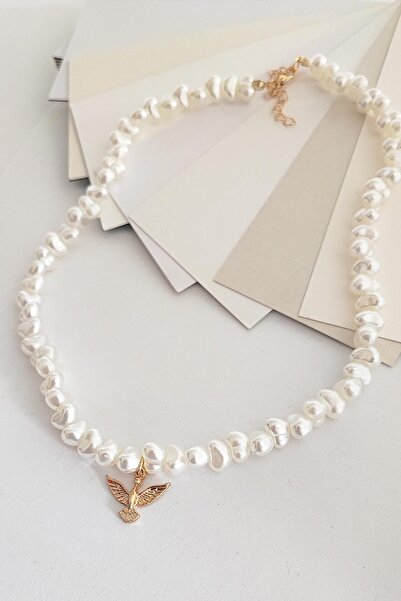 New Obsessions Anka Kuşu Uçlu Suni Barok İnci Kolye