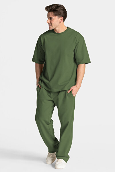 YAKAMEL Men's Short Sleeve Basic Oversize Tracksuit Set